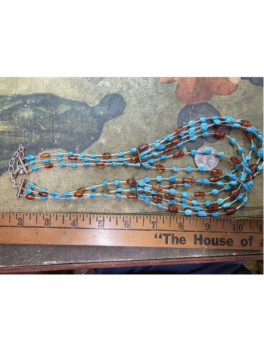 Jay King DTR Sterling Silver, Amber & Turquoise Multistrand Waterfall Necklace78